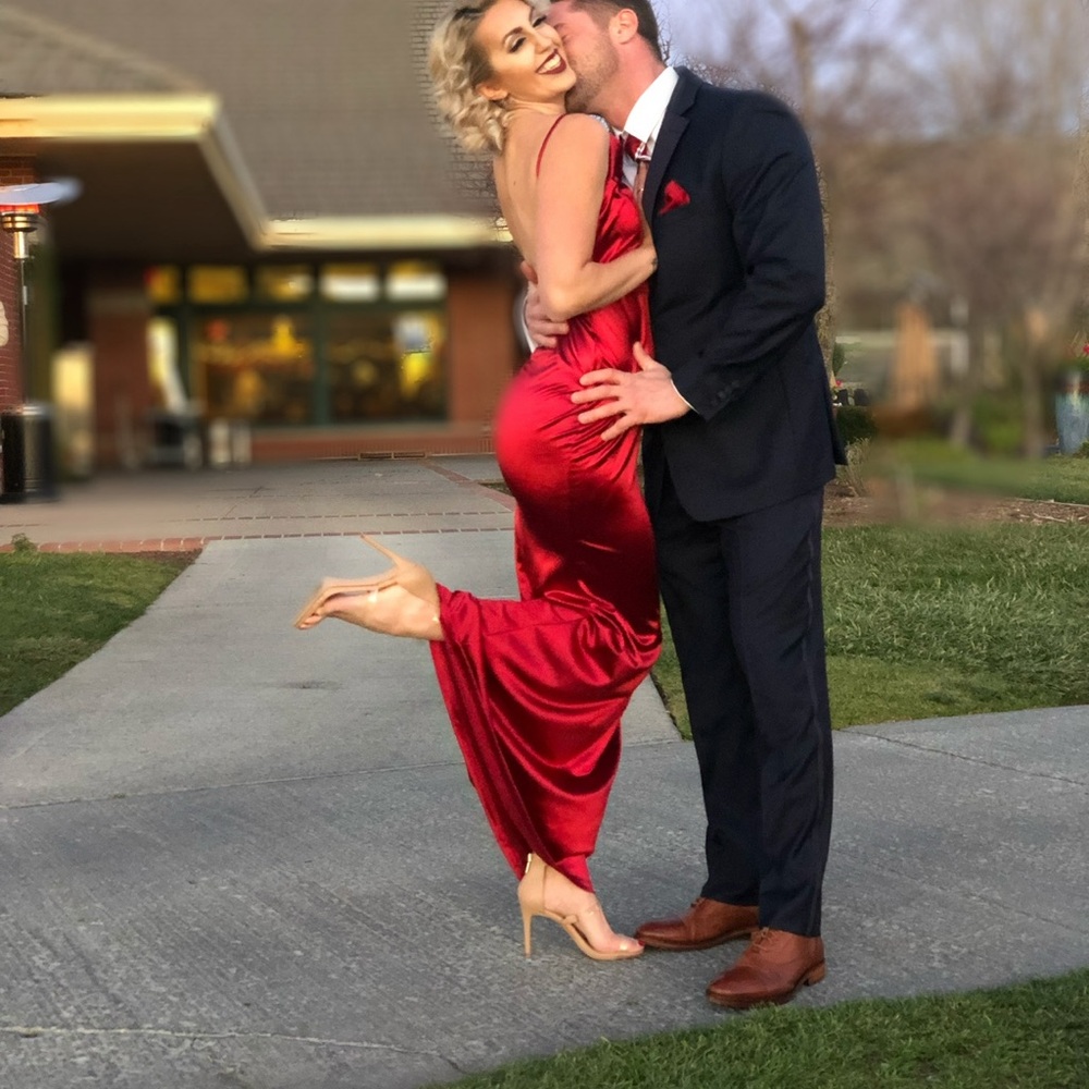 Elegant Red Satin Gown